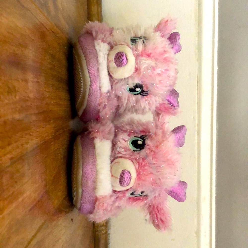 Pink reindeer slippers